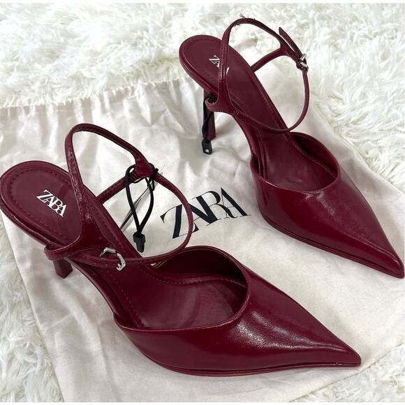 ZARA Red Pointed Toe Slingback Heels NWT | Sizes 7.5, 9, 10 - Picture 7 of 16